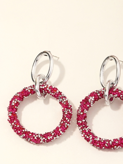 

URBANIC Red Circular Drop Earrings