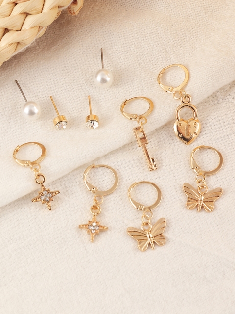 

URBANIC Set of 5 Gold-Toned Earrings