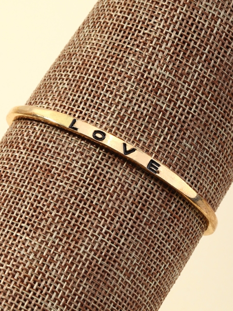 

URBANIC Women Gold-Toned Love Textured Cuff Bracelet