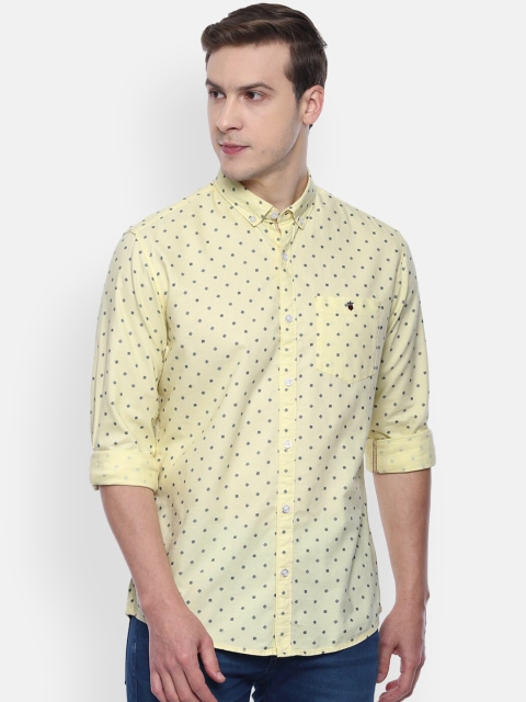 

Louis Philippe Jeans Men Yellow Slim Fit Pure Cotton Printed Casual Shirt