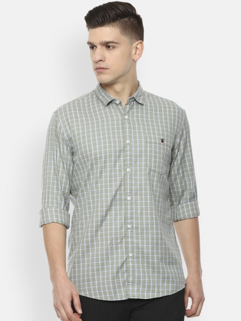 

Louis Philippe Jeans Men Olive Green Slim Fit Opaque Checked Cotton Casual Shirt