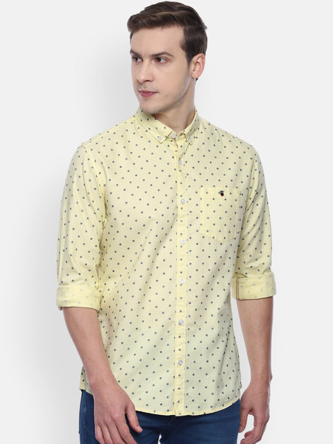 

Louis Philippe Jeans Men Yellow Slim Fit Printed Casual Shirt
