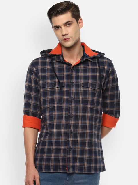 

Louis Philippe Jeans Men Navy Blue Slim Fit Opaque Checked Casual Shirt