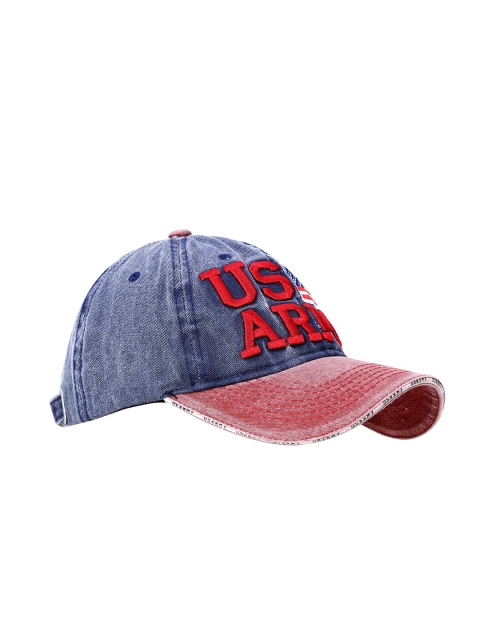 

TyranT Unisex Blue & Red Denim Embroidered Baseball Cap
