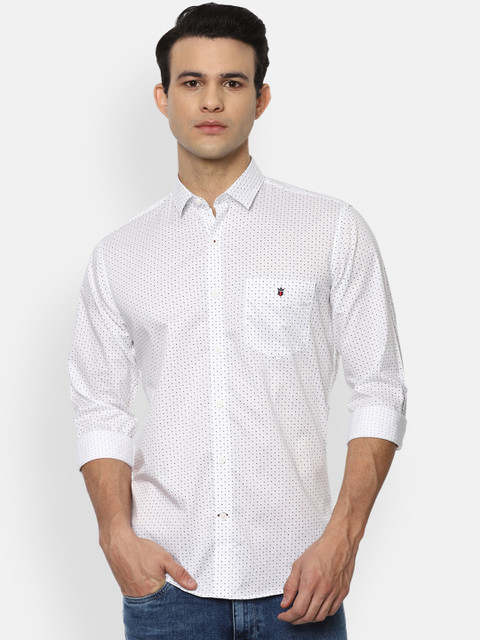 

Louis Philippe Sport Men White Pure Cotton Slim Fit Micro Ditsy Printed Casual Shirt