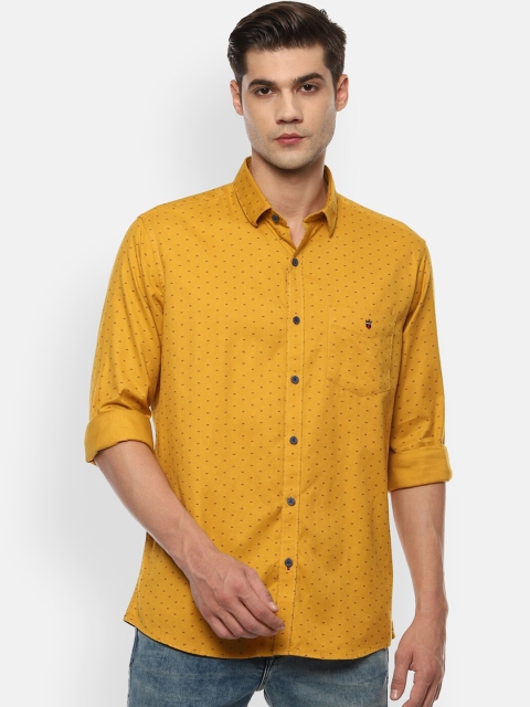 

Louis Philippe Sport Men Yellow Pure Cotton Slim Fit Printed Casual Shirt