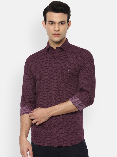 

Louis Philippe Sport Men Maroon Printed Slim Fit Pure Cotton Casual Shirt