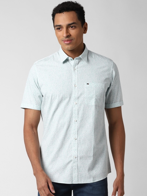 

Peter England Casuals Men Green Slim Fit Opaque Printed Casual Shirt