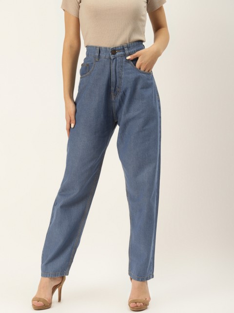 

PARIS HAMILTON Women Blue Cotton Relaxed Fit High-Rise Jeans