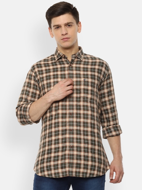 

VAN HEUSEN DENIM LABS Men Beige Slim Fit Tartan Checks Opaque Casual Shirt