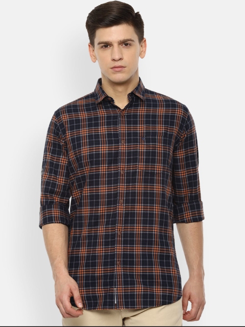 

VAN HEUSEN DENIM LABS Men Black Slim Fit Tartan Checks Opaque Casual Shirt