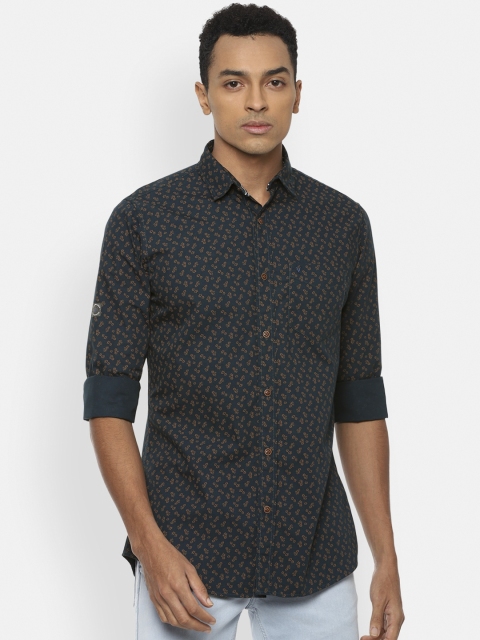

VAN HEUSEN DENIM LABS Men Green Slim Fit Opaque Printed Casual Shirt