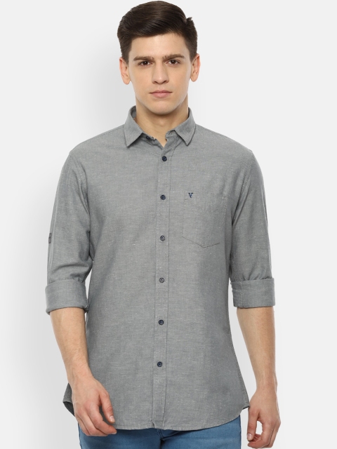 

VAN HEUSEN DENIM LABS Men Grey Slim Fit Opaque Casual Shirt