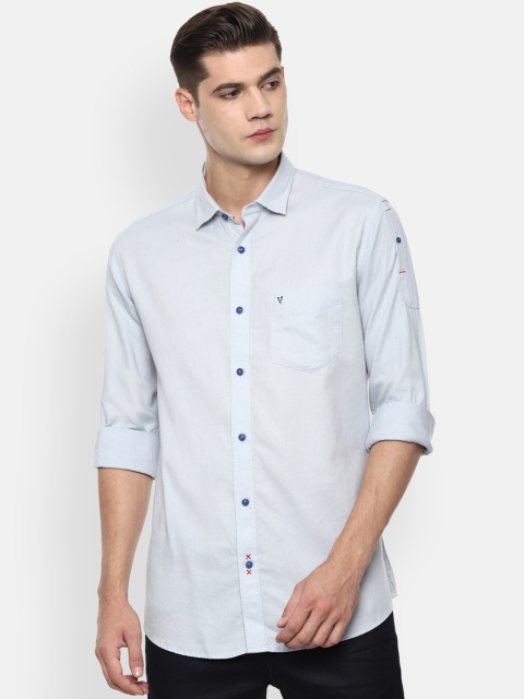 

VAN HEUSEN DENIM LABS Men Blue Slim Fit Opaque Casual Shirt