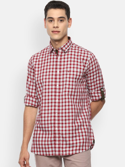 

Van Heusen Sport Men Red & White Slim Fit Opaque Checked Casual Shirt