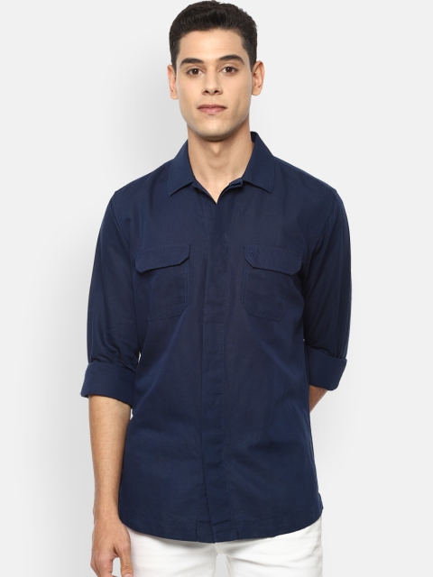 

Van Heusen Sport Men Navy Blue Slim Fit Opaque Casual Shirt