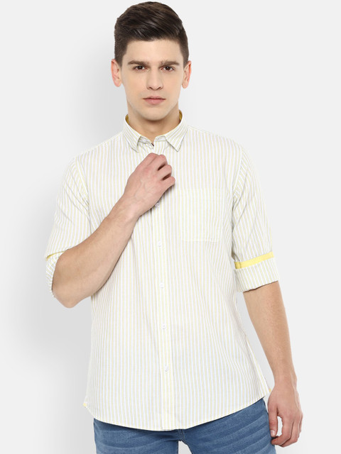 

Van Heusen Sport Men White Slim Fit Opaque Striped Casual Shirt