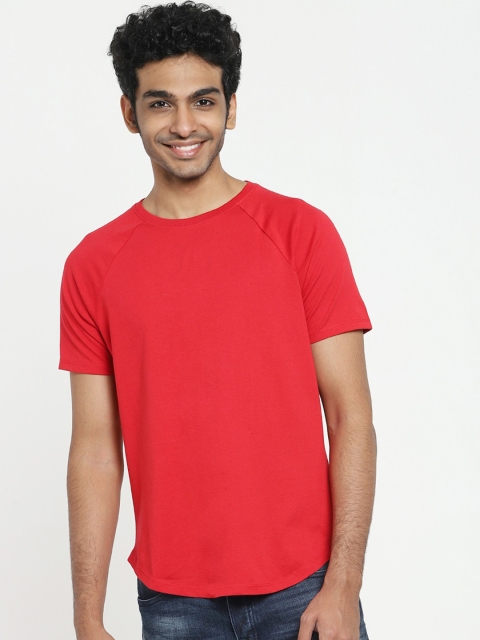 

Bewakoof Men Red Raw Edge T-shirt
