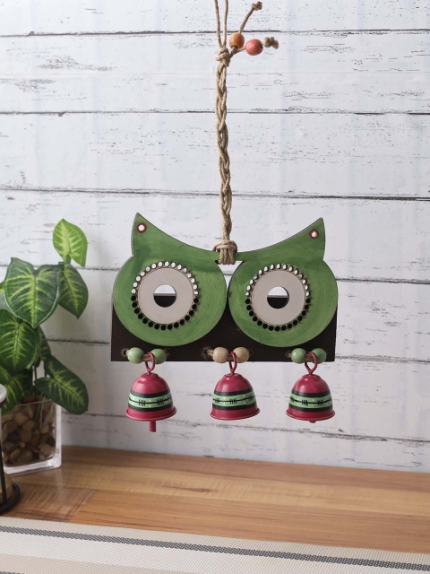 

Aapno Rajasthan Green Owl Hanging Wall Decor