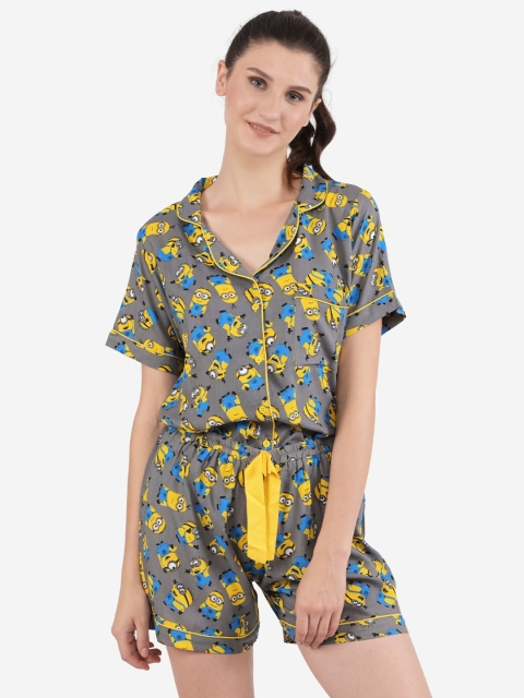 

Ashnaina Women Grey Printed Nightdress