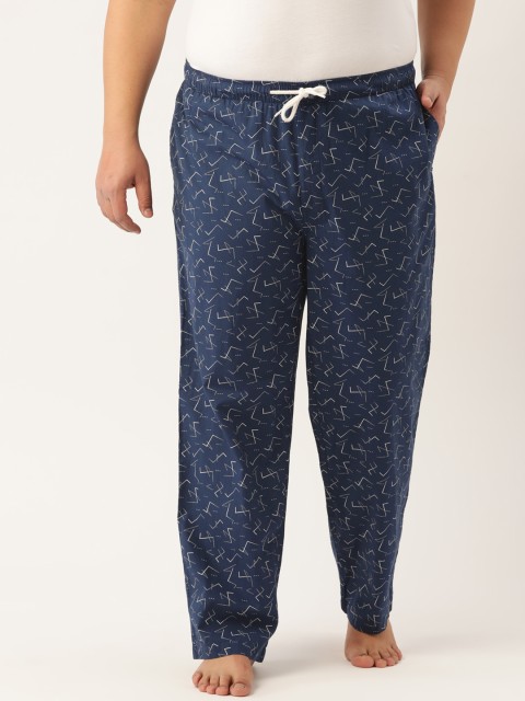 

IVOC Plus Men Navy Blue & White Pure Cotton Geometric Printed Lounge Pants