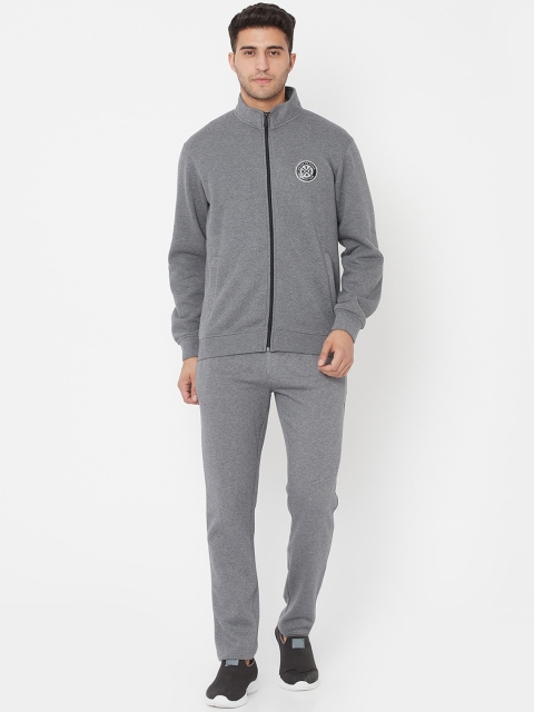 

Octave Men Grey Self Design Knitted Cotton Tracksuit