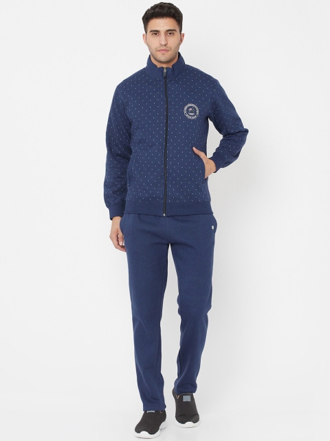 

Octave Men Blue & White Polka Dots Printed Cotton Tracksuit