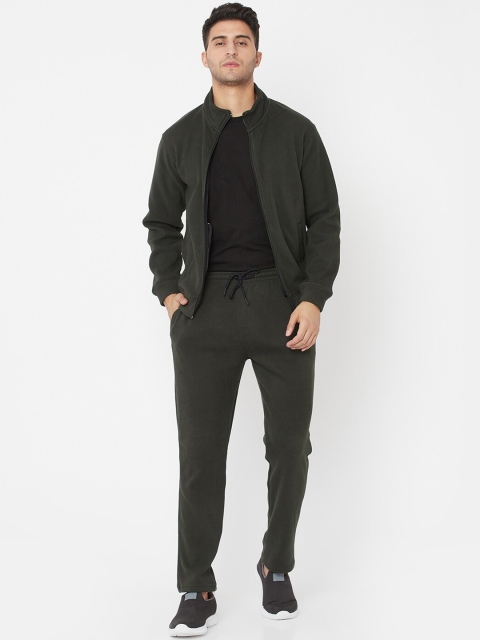 

Octave Men Olive Green Solid Cotton Tracksuit