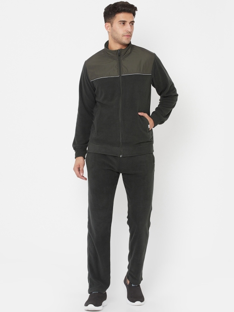 

Octave Men Olive Colourblocked Solid Cotton Track Suit