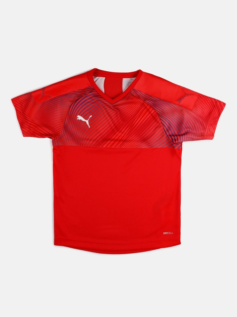

Puma Kids Red & Navy Blue Striped V-Neck T-shirt