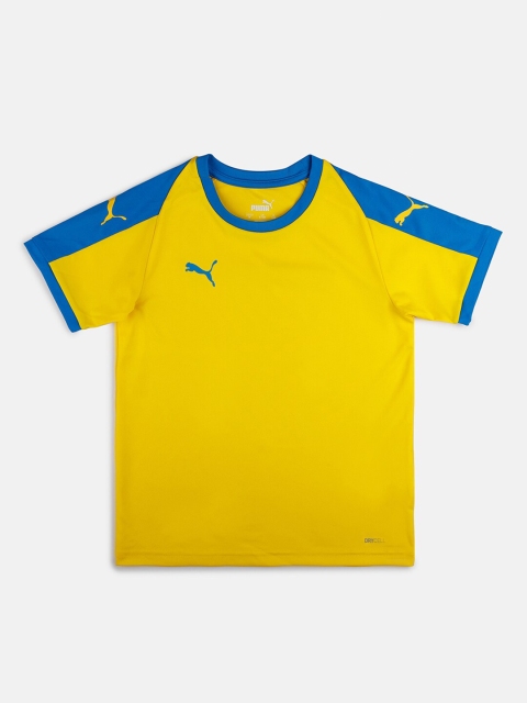 

Puma Kids Yellow & Blue Colourblocked Round Neck T-shirt