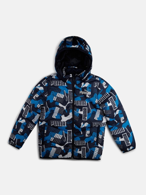 

Puma Boys Blue & Black Hooded Padded Jacket