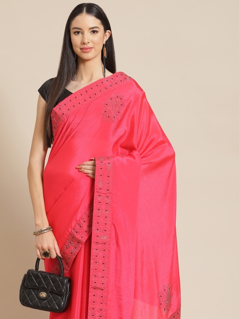 

Anouk Fuchsia Pink Silk Blend Ready to Wear Saree