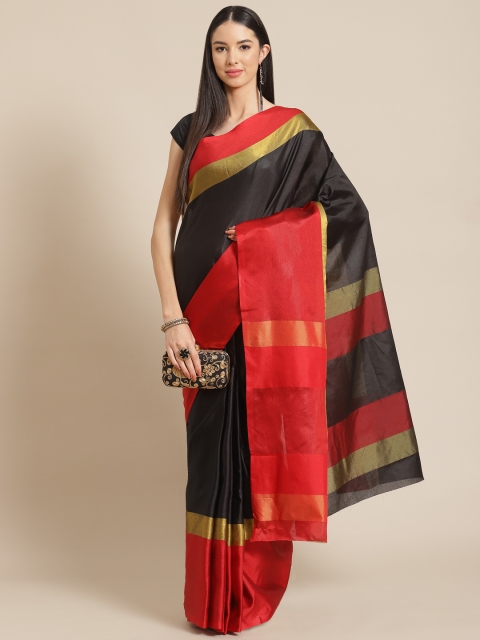

Anouk Black & Red Silk Blend Ready to Wear Chanderi Saree