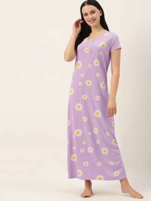 

GALYPSO Lavender Printed Maxi Nightdress