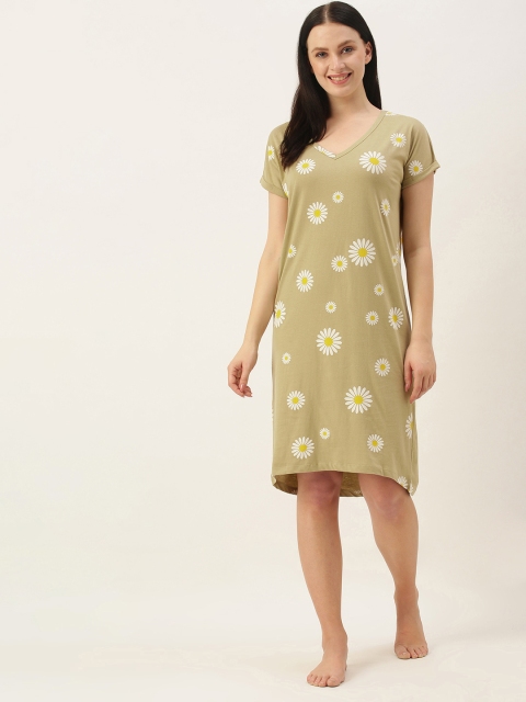 

GALYPSO Olive Green Printed Nightdress