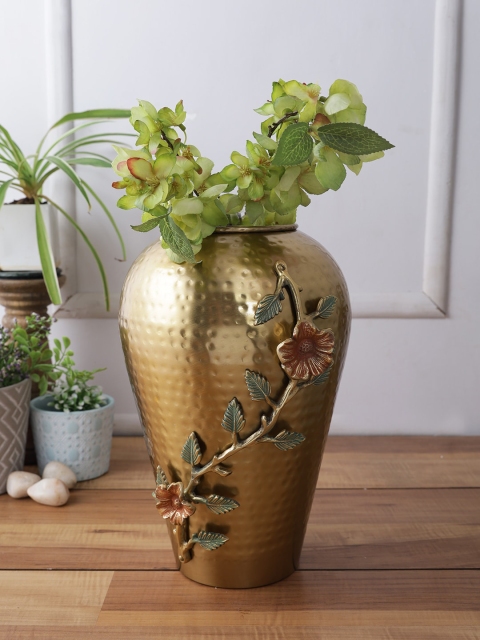 

Aapno Rajasthan Adult Gold Floral Artwork Flower Vase