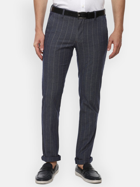 

Louis Philippe Sport Men Grey Striped Slim Fit Chinos Trousers