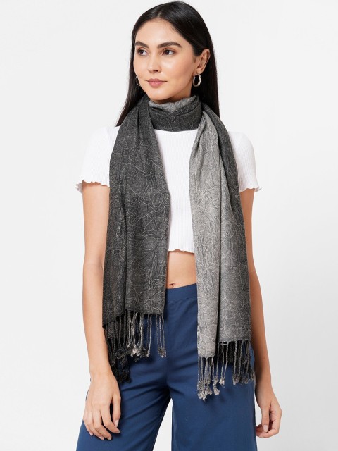 

Get Wrapped Women Black & Grey Washed Effect Shawl