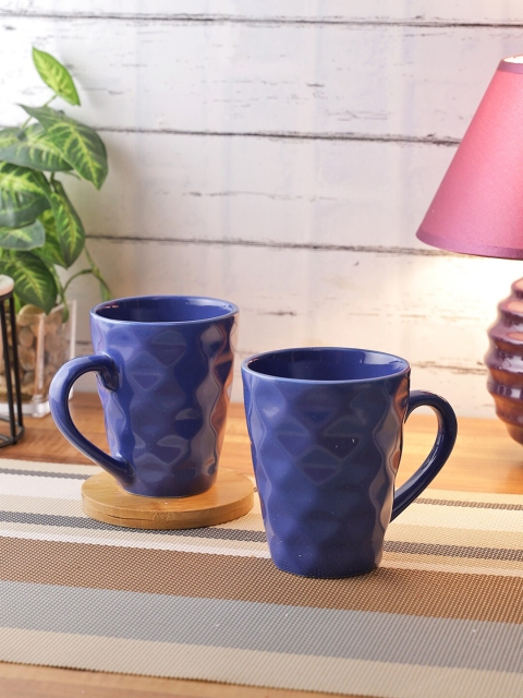 

Aapno Rajasthan Blue Set of 2 Ceramic Textured Glossy Coffee Mugs