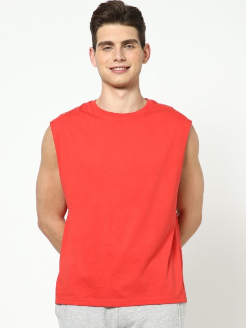 

Bewakoof Men Orange Solid Cotton Innerwear Vest