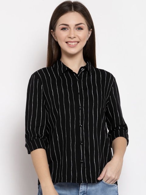 

Pepe Jeans Women Black Opaque Striped Casual Shirt
