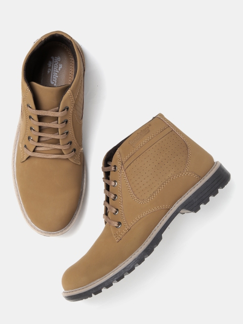 Roadster Men Brown Solid Mid-Top Derbys available at myntra for Rs.559