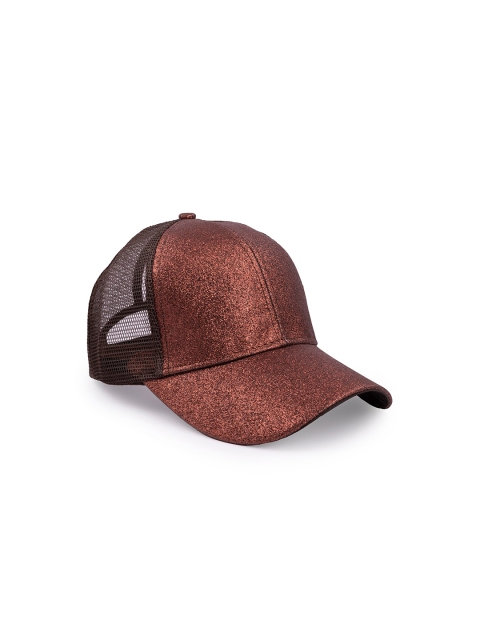 

BANGE Unisex Brown Cotton Baseball Ponytail Glitter Cap