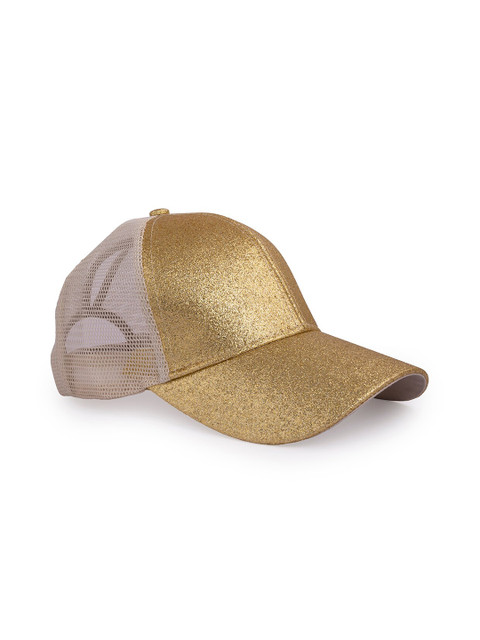 

BANGE Unisex Gold-Toned & Off White Ponytail Glitter Baseball Cap