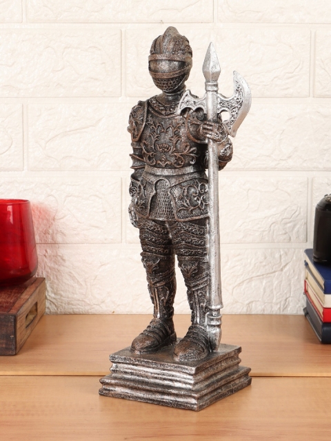 

EXIM DECOR Silver-Toned Armour With Axe Military Decore Showpiece