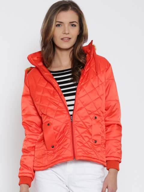 

Fort Collins Orange Quilted Parka Jacket with Detachable Hood