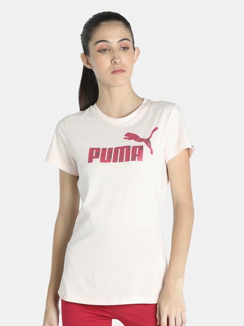 

Puma Women Pink & White Brand Logo Printed T-shirt
