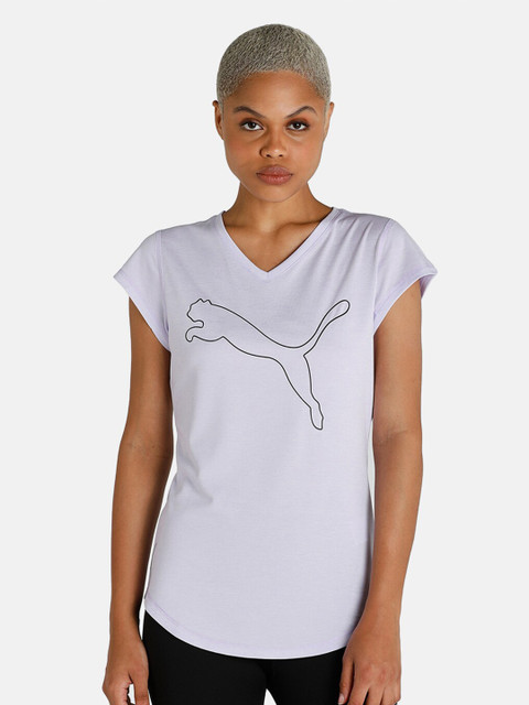 

Puma Women Purple Brand Logo Printed T-shirt