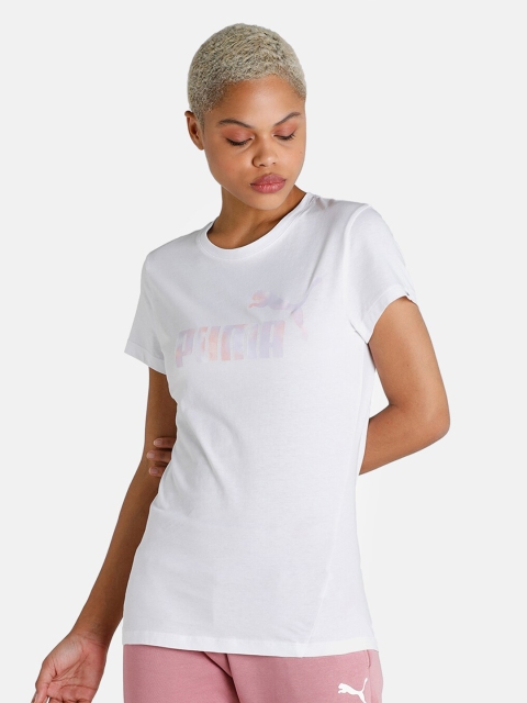 

Puma Women White Brand Logo Printed T-shirt